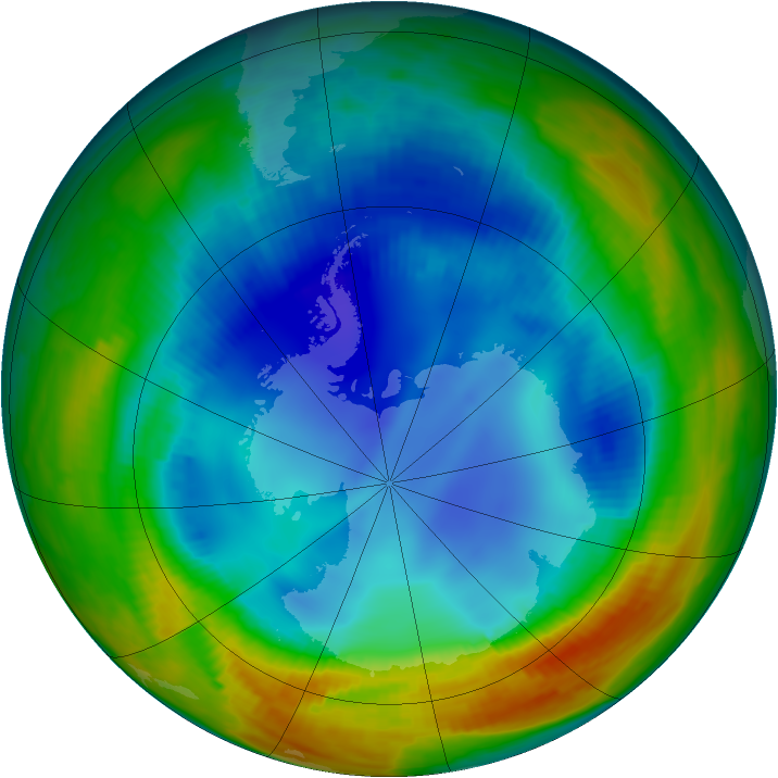 Antarctic ozone map for 07 August 1996
